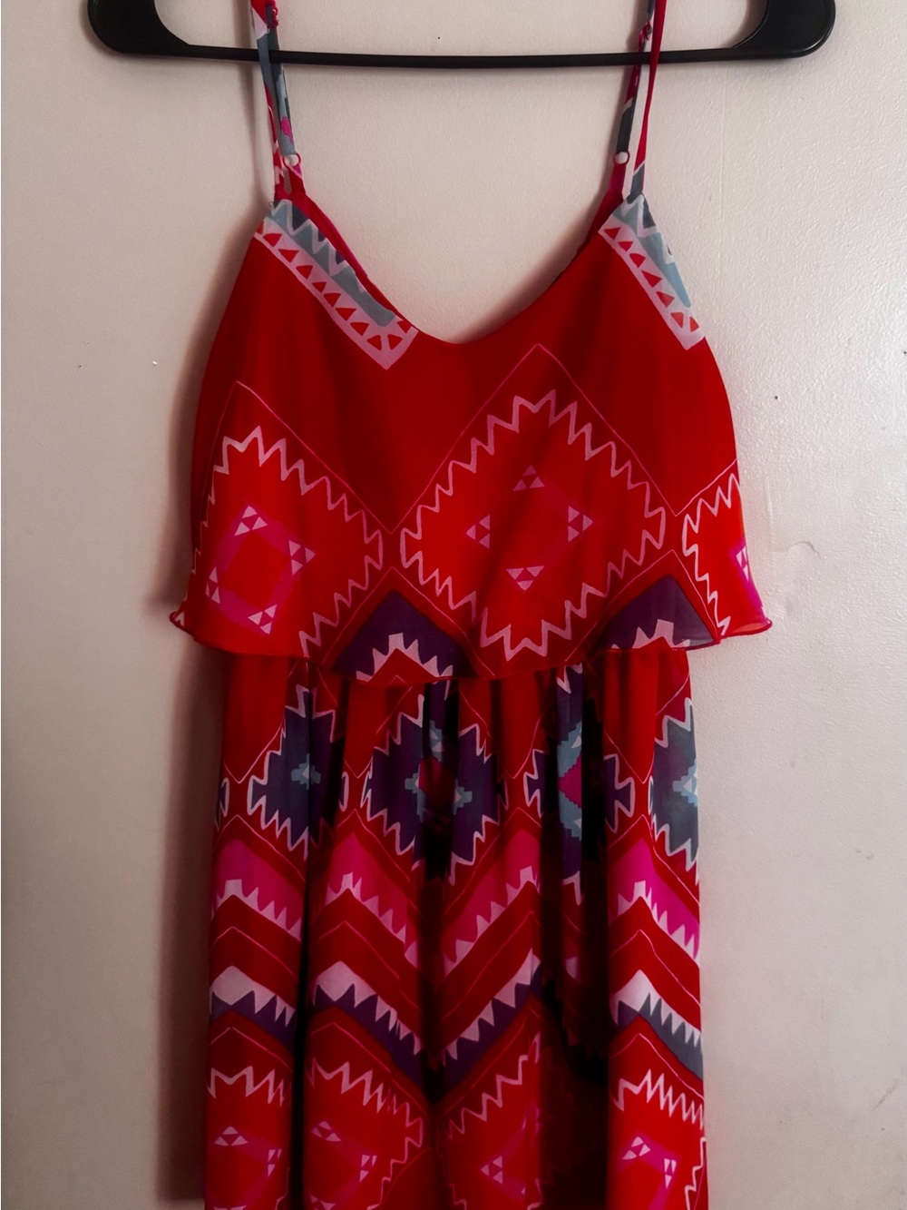 Deb Girls Red Aztec-Print Spaghetti Strap Dress